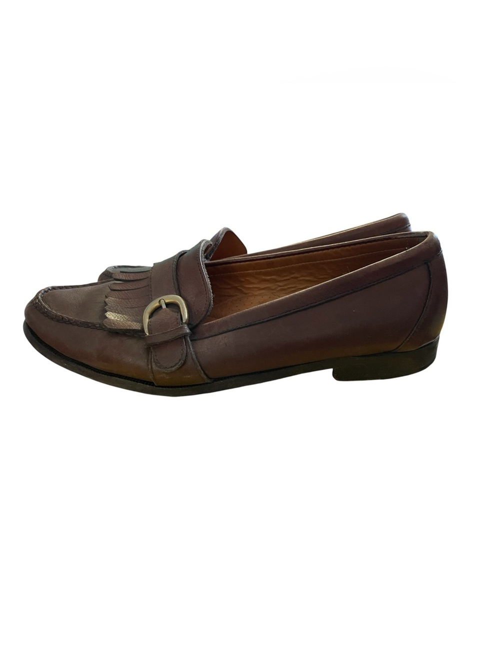 Cole Haan Mens Burgundy Leather Pinch Buckle Monk Strap Kiltie Loafers Men 9.5 D